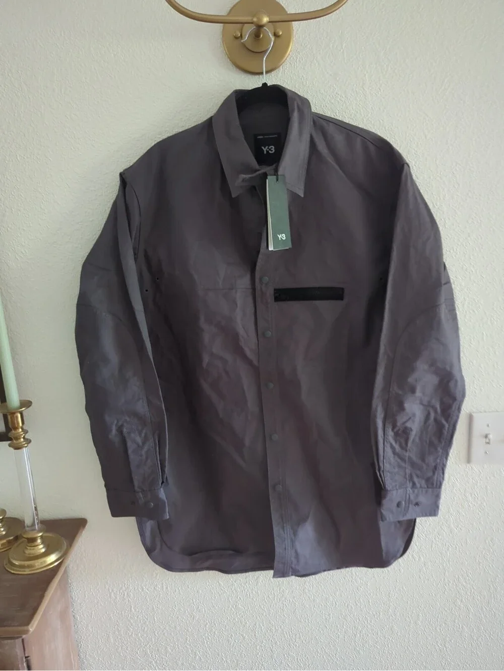Adidas Y-3 UT Twill Overshirt Utility Style KB2079 Grey Large NWT Yohji Yamamoto